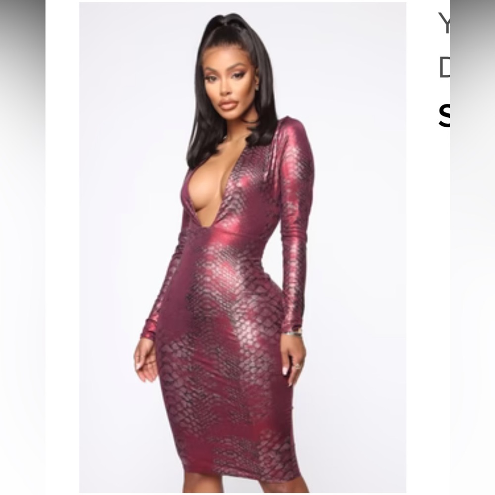 Burgundy print dress